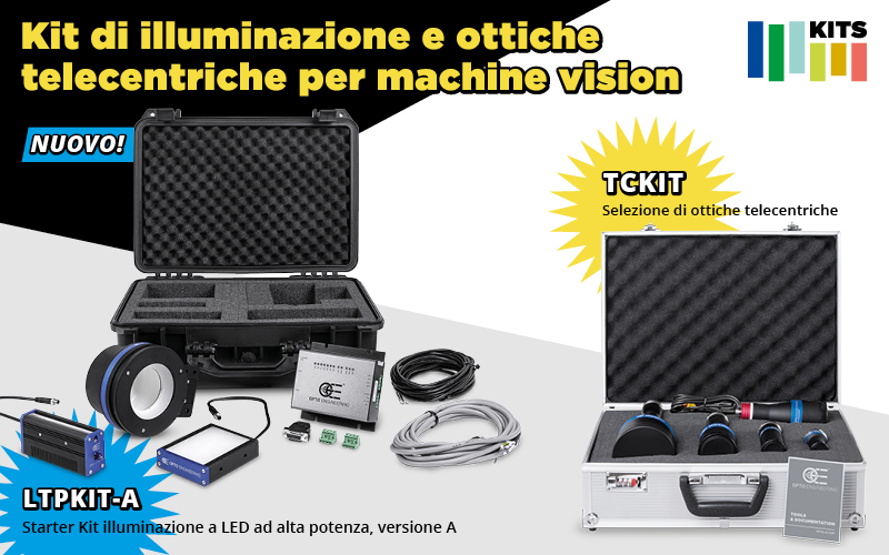 Kit di illuminazione e ottiche telecentriche per machine vision