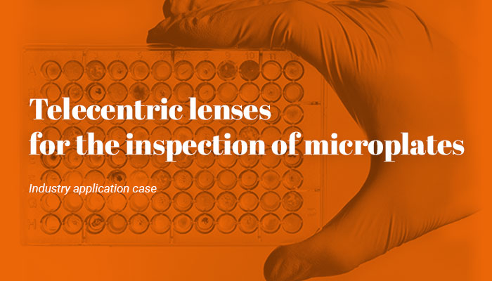 Telecentric lenses for the inspection of microplates
