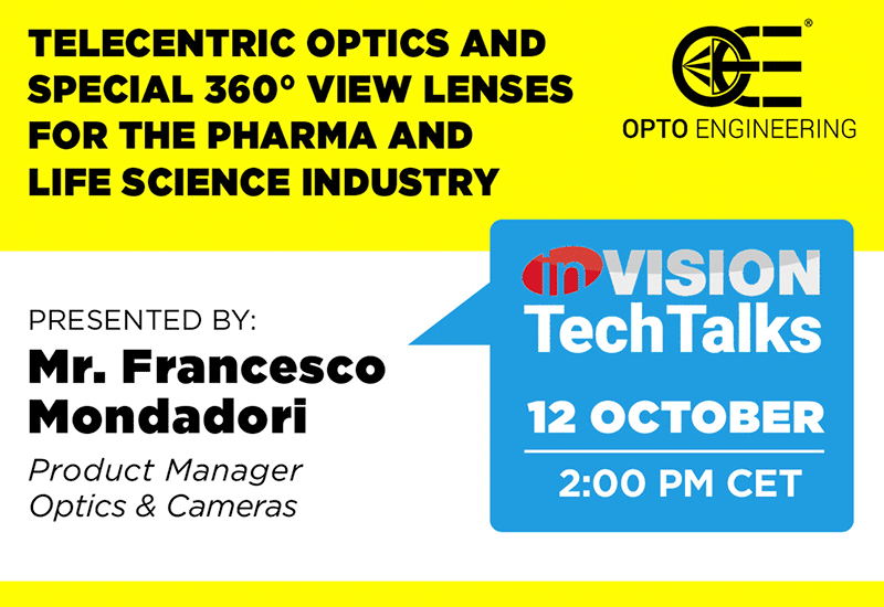 Telecentric optics and special 360° view lenses for the pharma and life science industry